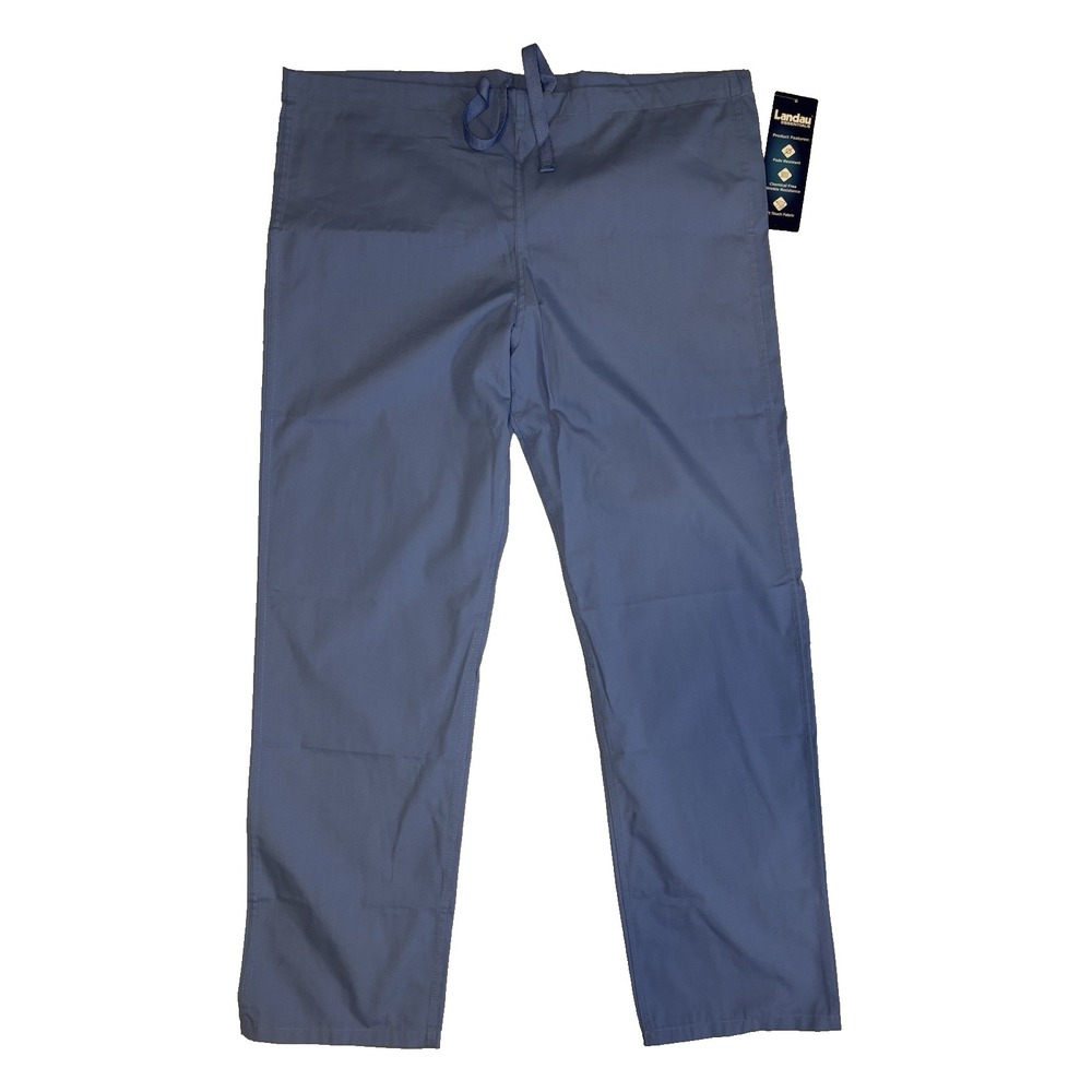 NEW Landau 7602 BCP Unisex Reversible Scrub Pants Blue Medium Drawstring Medical